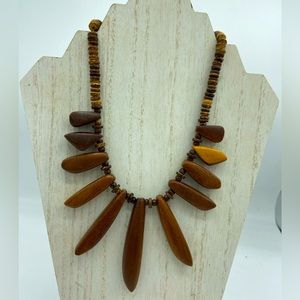 Wooded boho beaded necklace